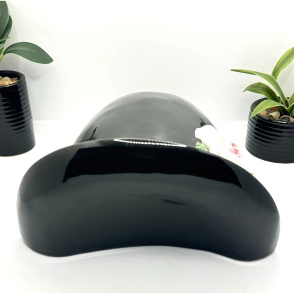 GiftCraft Black & White Polka Dot Ceramic Hanging Hat PLANTER by Gift Gallery 9" - Picture 7 of 9